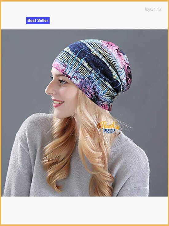 Cotton Slouchy Beanie Cap Scarf 2-Pack Open Top Ponytail Hat Chemo Headwear main image 5